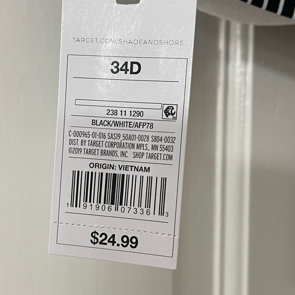 Shade and Shore Twist Front Halter Bikini swimsuit Top Striped NWT 34D - Picture 6 of 6